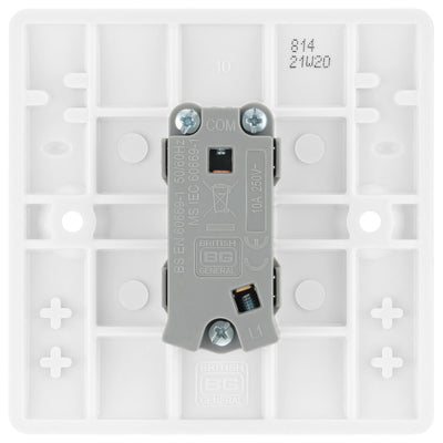 BG 814 Moulded Round Edge | White | 1 Gang 10AX 1 Way Bell Push Plate Switch by British General (BG-814)