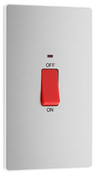 BG PCDBS72W Brushed Steel Evolve 45A 2 Pole Large Plate LED Switch - White Insert by British General (BG-PCDBS72W-Shopify-SA_1)