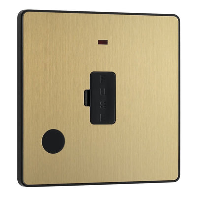 BG Evolve Satin Brass 13A Flex Outlet Neon Unswitched Fused Connection Unit PCDSB54B with 25mm Steel Back Box