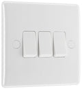 BG 843 Moulded Round Edge | White | 3 Gang 10AX 2 Way Plate Switch