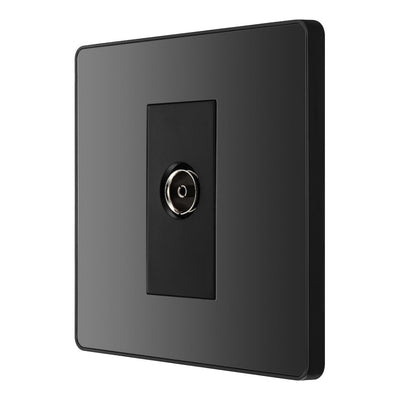 BG Evolve Black Chrome Single Co-Axial Socket PCDBC60B with 35mm Steel Back Box