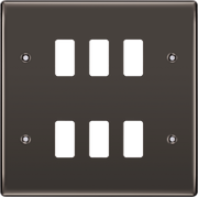 BG Electrical RNBN6 Nexus Grid Black Nickel Front Plate 6 Module by British General (BG-RNBN6-Shopify-SA_1)