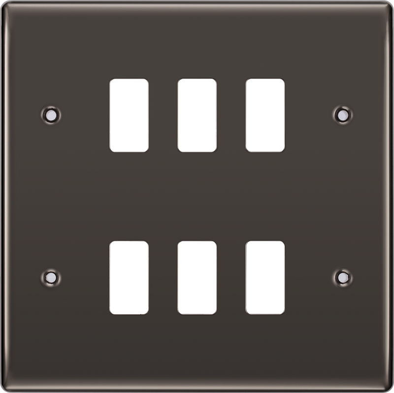 BG Electrical RNBN6 Nexus Grid Black Nickel Front Plate 6 Module