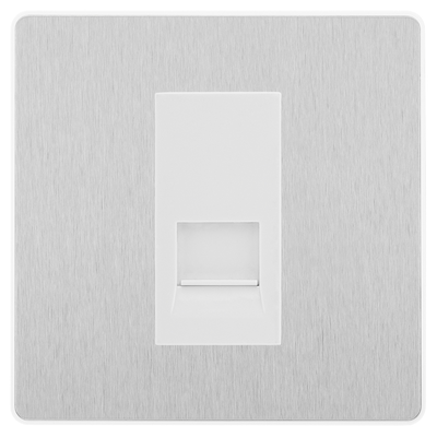 BG Evolve Brushed Steel Single Master Telephone Socket, Screw Terminal - White Insert by British General (BG-PCDBSBTMS1W)