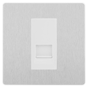 BG Evolve Brushed Steel Single Master Telephone Socket, Screw Terminal - White Insert by British General (BG-PCDBSBTMS1W)