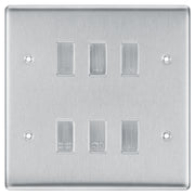 BG Brushed Steel 6 Gang Engraved Custom Labelled Appliance Grid Switch by British General (BG-BRUSHED-STEEL-CUSTOM-6GANG-SWITCH)
