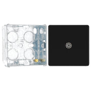 BG Screwless Matt Black 1 Gang Coaxial TV Socket FFB60 with 35mm Steel Back Box