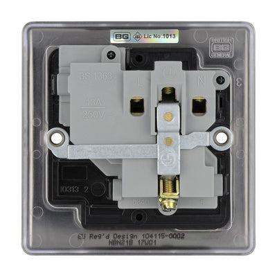 BG Nexus Black Nickel 13A Switched Single Socket NBN21B and 25mm Steel Back Box