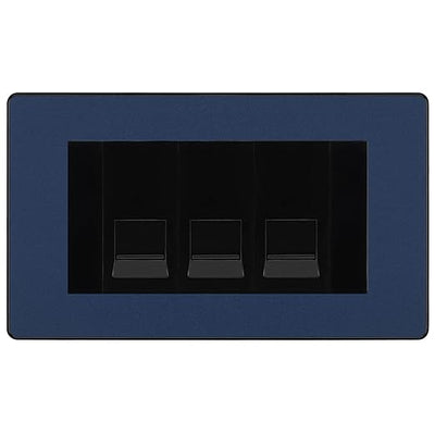 BG Evolve Matt Blue 3 Gang IDC Secondary Telephone Socket - Black Insert by British General (BG-PCDDBBTS3B)