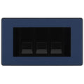 BG Evolve Matt Blue 3 Gang IDC Secondary Telephone Socket - Black Insert