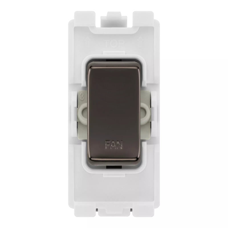 BG RRFNBN Black Nickel 20 Amp Double Pole Appliance Grid Switch Labelled Fan
