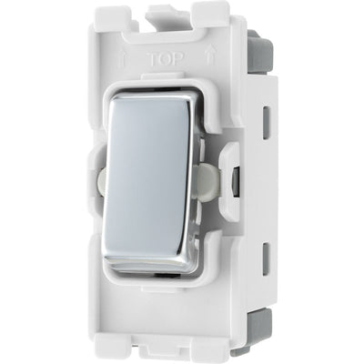 BG RPC12C Nexus Grid Polished Chrome 20AX 2 Way 1 Pole Centre-Off Switch Module