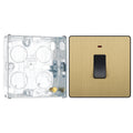 BG Evolve Satin Brass 20A Double Pole Switch with Neon PCDSB31B with 25mm Steel Back Box