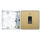 BG Evolve Satin Brass 20A Double Pole Switch with Neon PCDSB31B with 25mm Steel Back Box