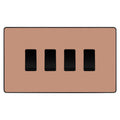 BG Evolve Polished Copper 4 Gang Custom Grid Light Switch Double Format