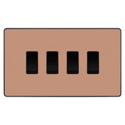 BG Evolve Polished Copper 4 Gang Custom Grid Light Switch Double Format by British General (BG-Evolve-PC-4G-CUSTOM-LIGHT-SWITCH)