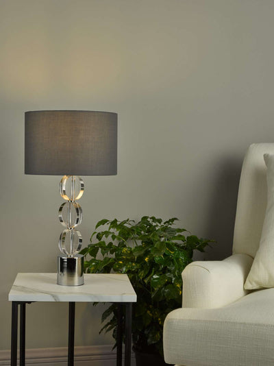 Dar Lighting Tuke Touch Table Lamp Polished Chrome Crystal With Shade - TUK4208