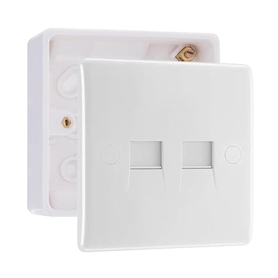 BG Electrical Double Slave Telephone Socket (Screw) & 32mm Pattress Back Box by British General (BG-8BTS/2+891)