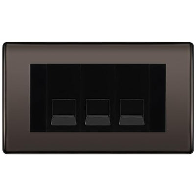 BG Nexus Black Nickel 3 Gang IDC Secondary Telephone Socket - Black Insert by British General (BG-NBNBTS3B)