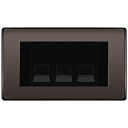 BG Nexus Black Nickel 3 Gang IDC Secondary Telephone Socket - Black Insert by British General (BG-NBNBTS3B)