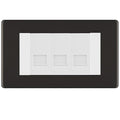 BG Screwless Matt Black 3 Gang RJ11 Telephone Socket Euro Module - White Insert