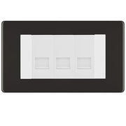 BG Screwless Matt Black 3 Gang RJ11 Telephone Socket Euro Module - White Insert by British General (BG-FFBRJ113W)