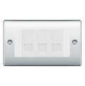 BG Nexus Polished Chrome 3 Gang RJ11 Telephone Socket Euro Module - White Insert
