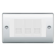 BG Nexus Polished Chrome 3 Gang RJ11 Telephone Socket Euro Module - White Insert by British General (BG-NPCRJ113W)