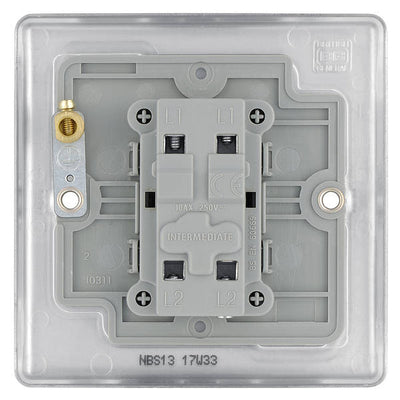 BG NBS13 Nexus Metal Brushed Steel 1 Gang 10A 10AX Intermediate Plate Switch