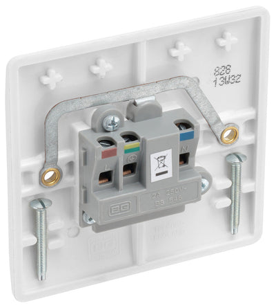 BG 828 Moulded Round Edge | White | 1 Gang 2A Unswitched Round Pin Socket by British General (BG-828)