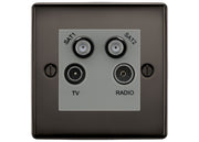 BG Nexus Black Nickel TV/FM/2x SAT Quadplex Socket – Grey Insert by British General (BG-NBNTVFMSAT2G)