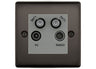BG Nexus Black Nickel TV/FM/2x SAT Quadplex Socket – Grey Insert by British General (BG-NBNTVFMSAT2G)