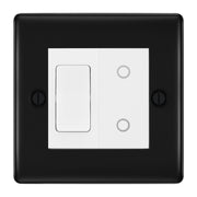 BG Matt Black 2 Gang Custom Switch 1x 2 Way Switch 1x Master Touch Dimmer White Inserts by British General (BG-NEXUS-MB-2G-1x-2WAY-SWITCH-1x-MTD-WI)