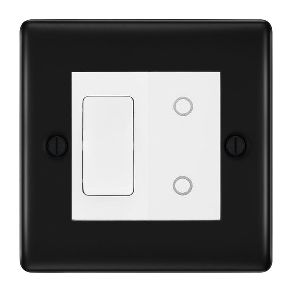 BG Matt Black 2 Gang Custom Switch 1x 2 Way Switch 1x Master Touch Dimmer White Inserts