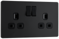 BG Evolve PCDMB22B Matt Black 2 Gang 13A Switched Socket-Black Insert