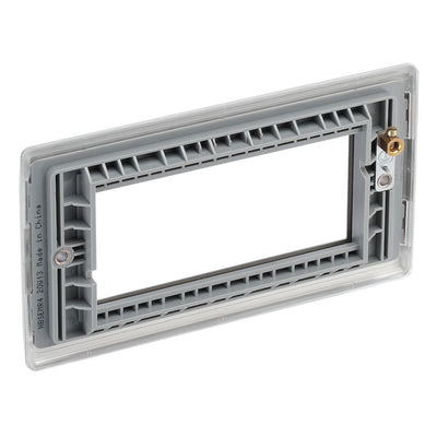 BG Brushed Steel 4G Faceplate with 45W USB A+C Charger Modules - Grey Insert