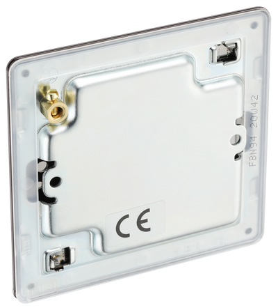 FBN94 Back - This screwless black nickel single blank plate from British General is ideal for covering unused electrical connections and has a slim clip-on/off front plate for a luxurious finish