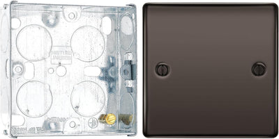 BG Nexus Black Nickel Single Blank Plate NBN94 and 25mm Steel Back Box by British General (BG-NBN94+HGS02)