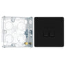 BG Screwless Matt Black 20A 16AX 2 Way Double Light Switch FFB42 with 25mm Steel Back Box