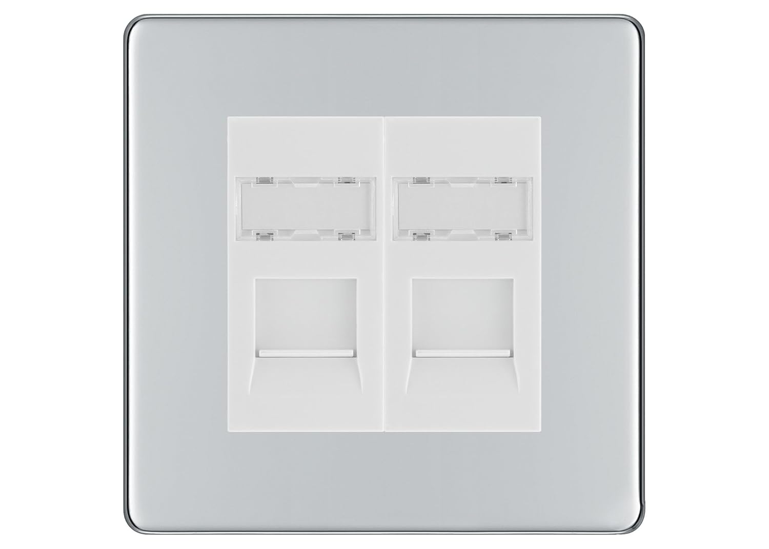 BG Screwless Polished Chrome 2 Gang RJ45 Data Socket FPCR...