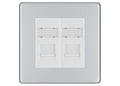 BG Screwless Polished Chrome 2 Gang RJ45 Data Socket FPCRJ452W White Inserts