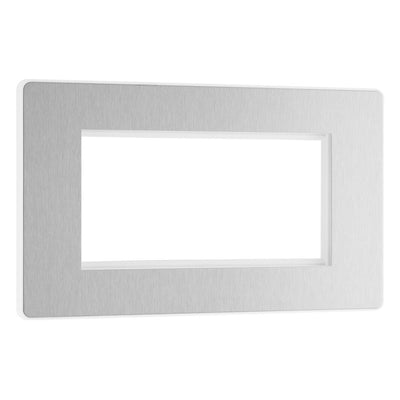 BG Evolve Brushed Steel 4 Gang Secondary Telephone Socket, Screw Terminal - White Insert