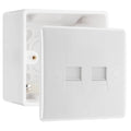BG Electrical Double RJ11 Data Outlet Socket (Screw) & 50mm Pattress Back Box