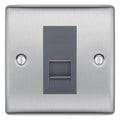 BG Nexus Brushed Steel Single IDC Secondary Telephone Socket - Grey Insert
