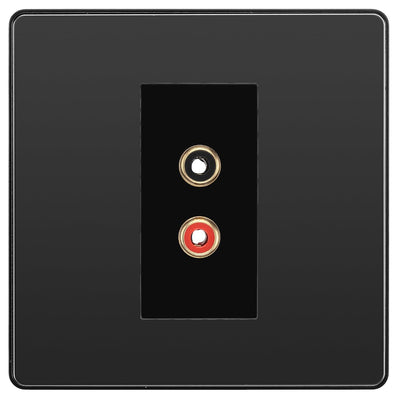 BG Evolve Black Chrome Euro Module RCA X 2 Outlet PCDBCRCA2B