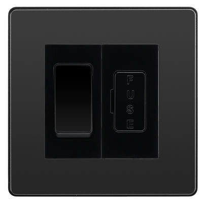 BG Evolve Black Chrome 20A Intermediate Switch & 13A Fused Spur Plate | Black Insert