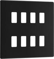 BG Electrical RFFB8 Grid Front Plate Screwless Matt Black 8 Gang