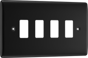 BG RNFB4 Nexus Metal Matt Black 4 Module Grid Front Plate by British General (BG-RNFB4)