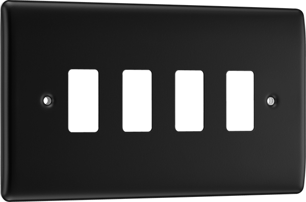 BG RNFB4 Nexus Metal Matt Black 4 Module Grid Front Plate