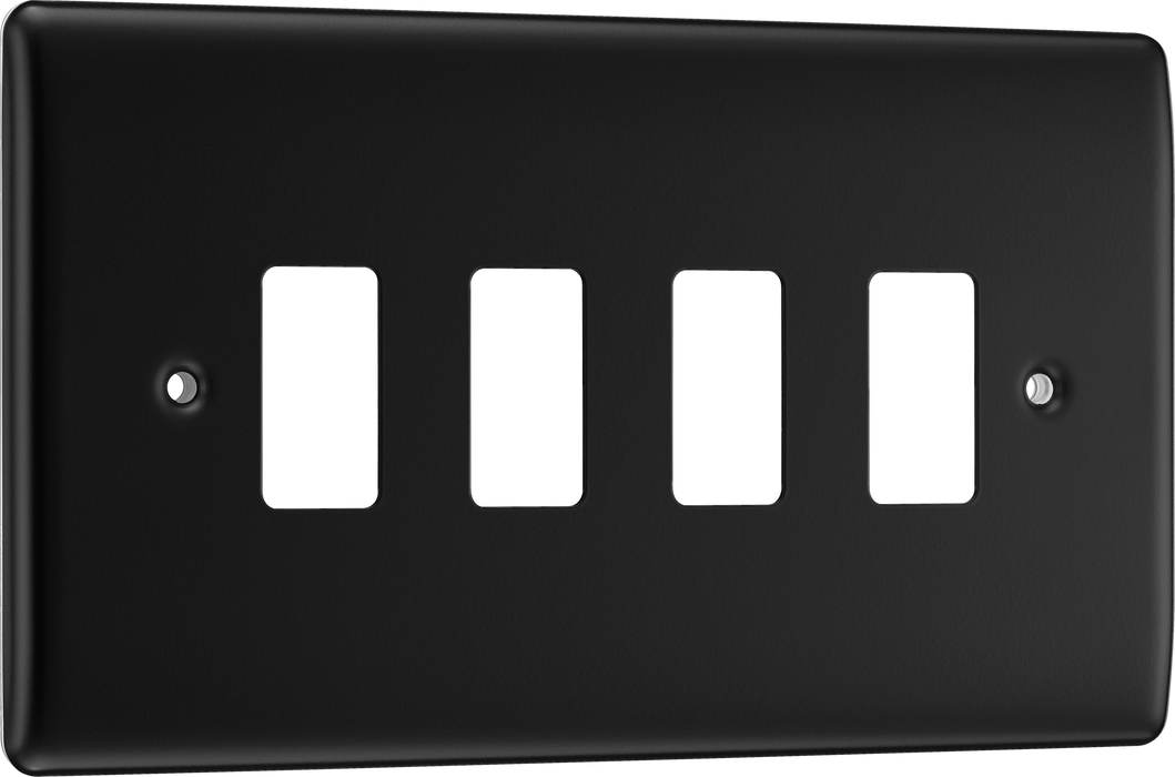 BG RNFB4 Nexus Metal Matt Black 4 Module Grid Front Plate